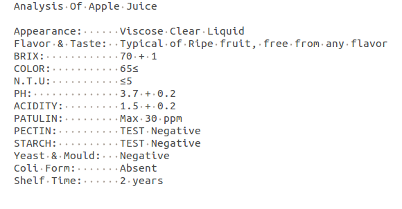 analysis-apple-juice-concentrate